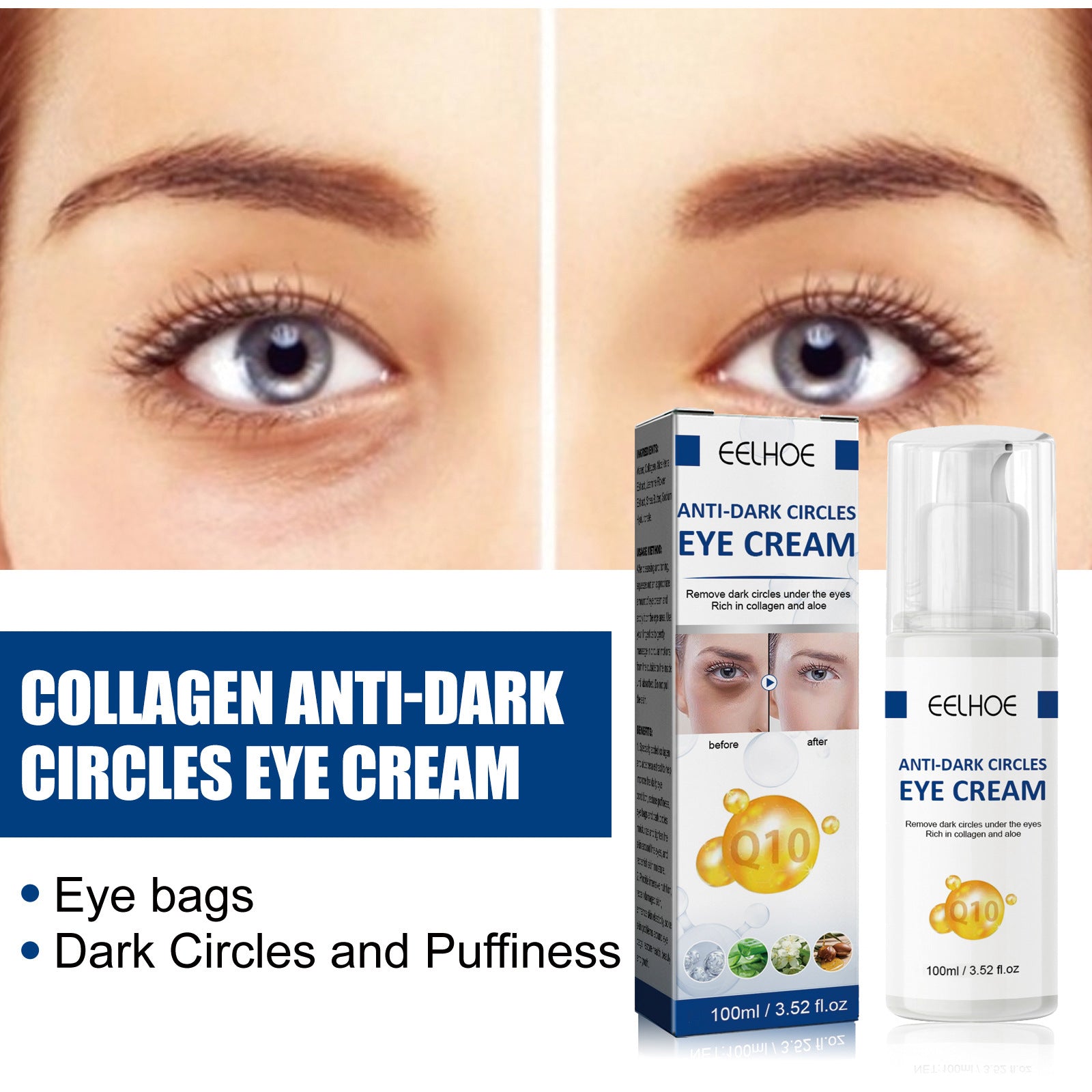 Collagen Eye Cream for Dark Circles & Puffiness | Fast Visible Results